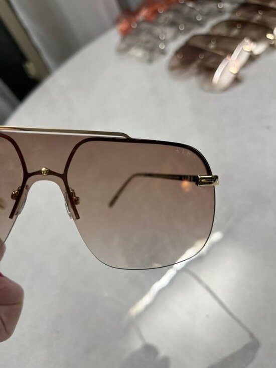 AIRE Venatici Bright Gold Rimless Aviator Sunglasses Gradient Lens NWOT main image 11